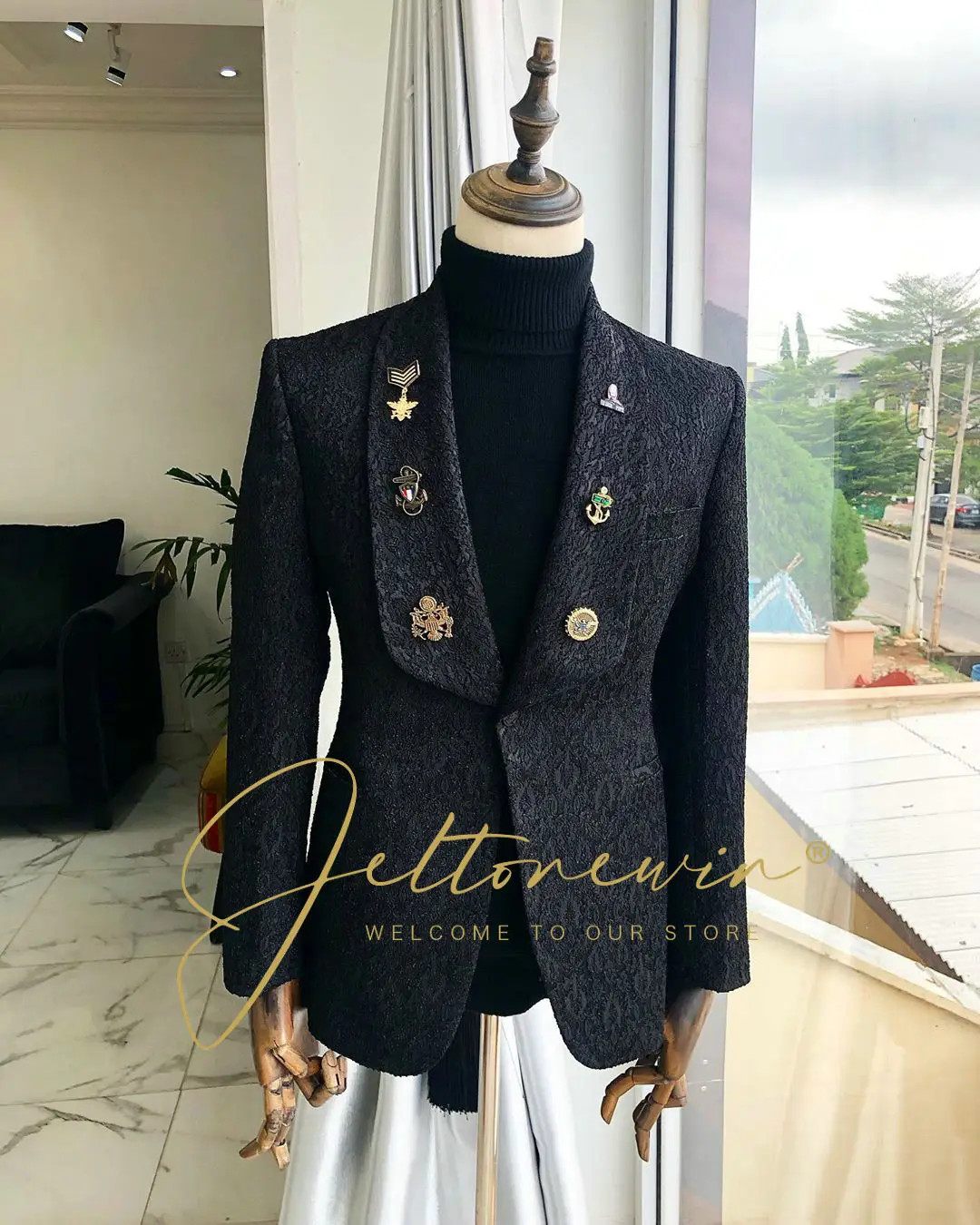 Мужской Жаккардовый Блейзер облегающий жаккардовый пиджак мужское Клубное