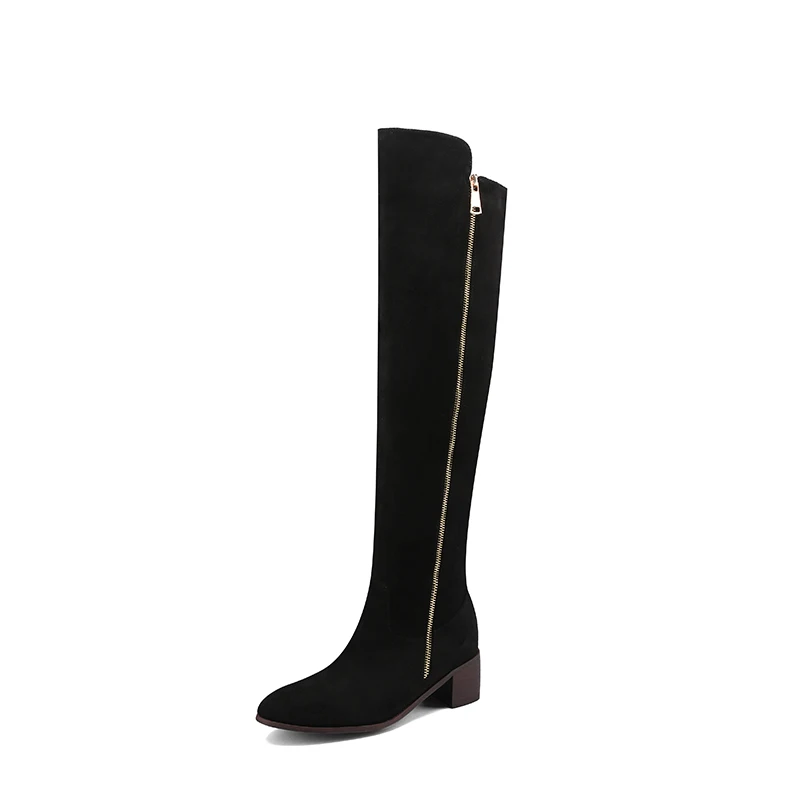 2023 new spring antumn women long boots plus size 22.5-28cm pu upper side zippers over-the-knee boots high heels women shoes