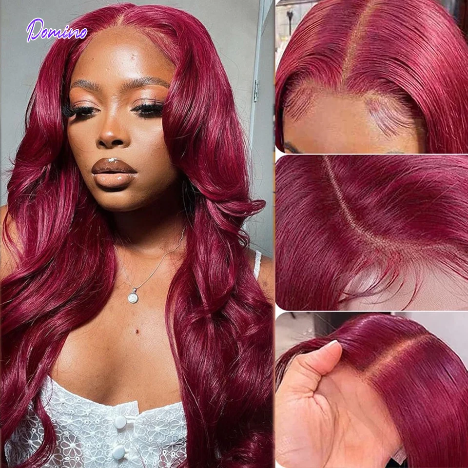 Burgundy Lace Front Wigs For Women Brazilian Transparent HD Lace Front Human Hair Wigs 99J Colored Body Wave Human Hair Wig