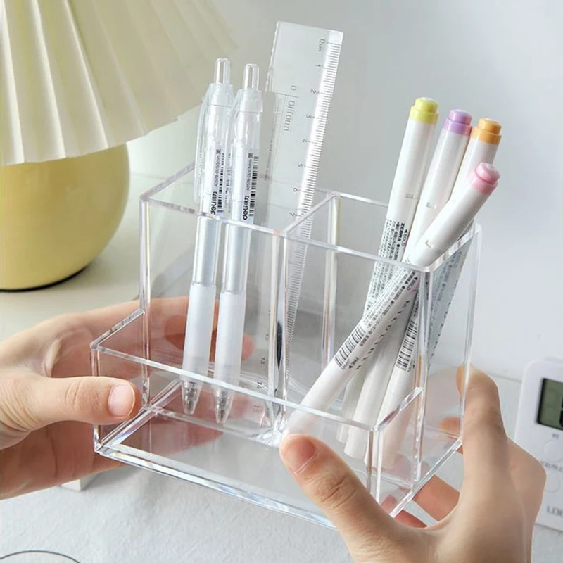 Прозрачная коробка для макияжа с тремя сетками ведро кистей косметический