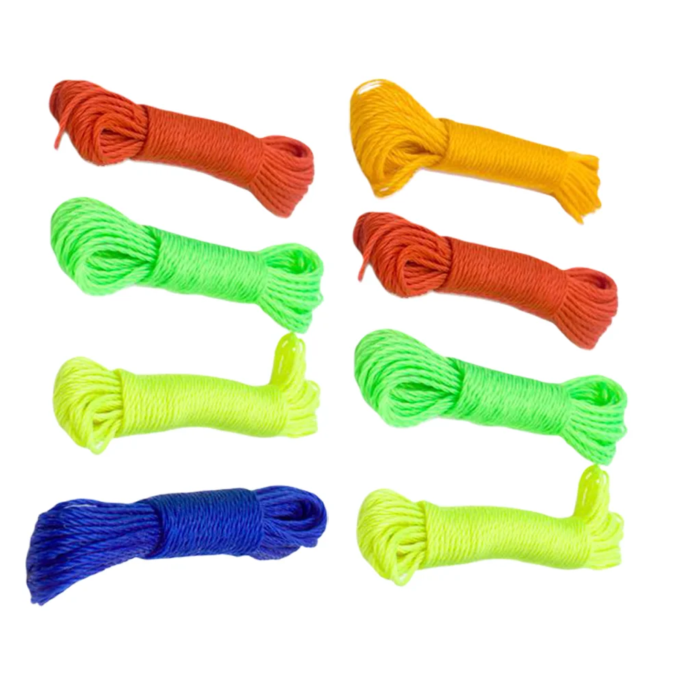 

8 Pcs 10M Bright Color Clothesline Braided Nylon Rope Clothes Drying Thickened Rope for Camping Indoor Outdoor (Random Color)