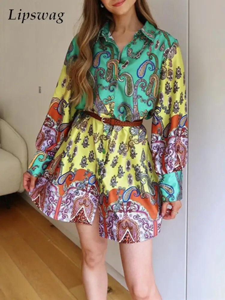 

Новинка, женское однобортное платье-рубашка с отложным воротником и длинным рукавом, женское прямое короткое платье на весну и лето, модное ...