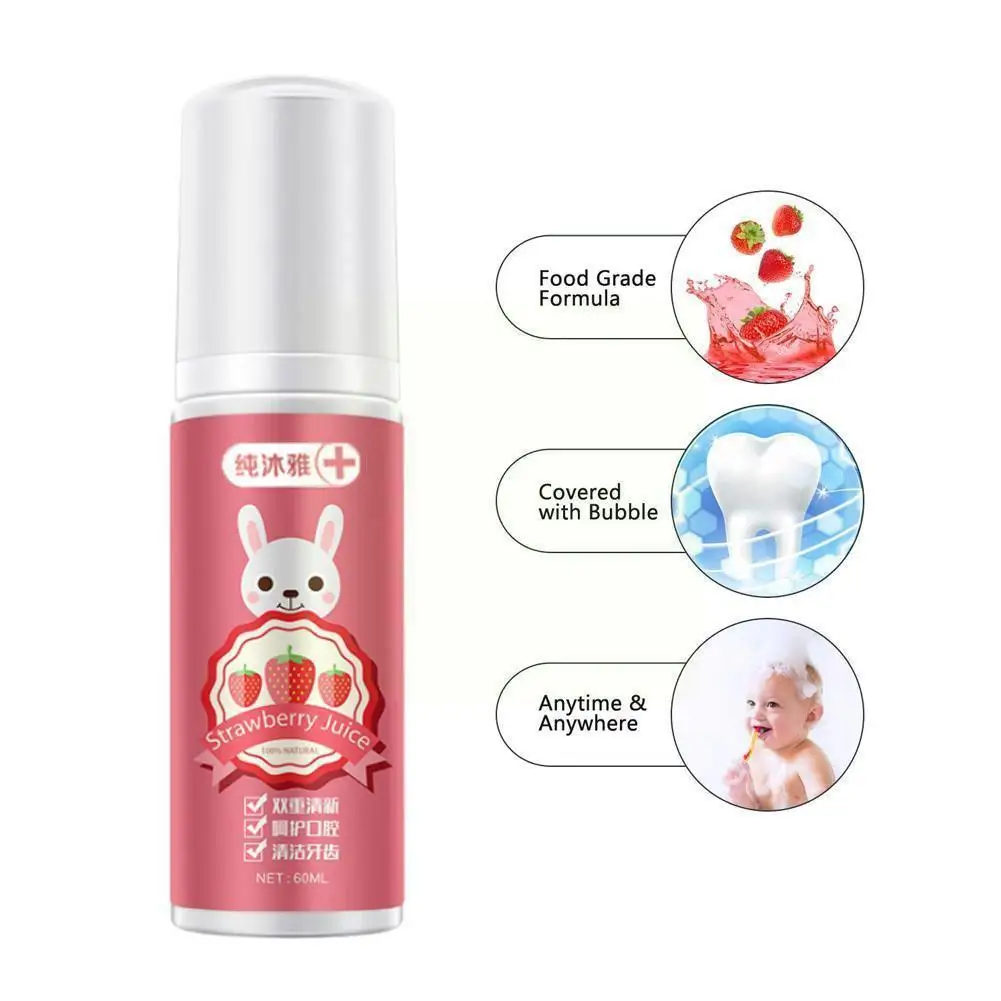 

60ml Children's Toothpaste Children Can Swallow Mousse Daily Necessities Household Toothpaste Foam Orange Strawberry M0p1