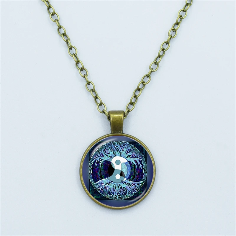 Yin Yang Life Tree Necklaces Black and White Symbol Meditation Reiki Glass Gem Necklace Women Men Crystal Jewelry Gift