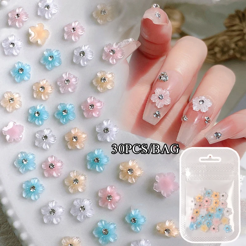 

30 шт., акриловые цветы для дизайна ногтей
