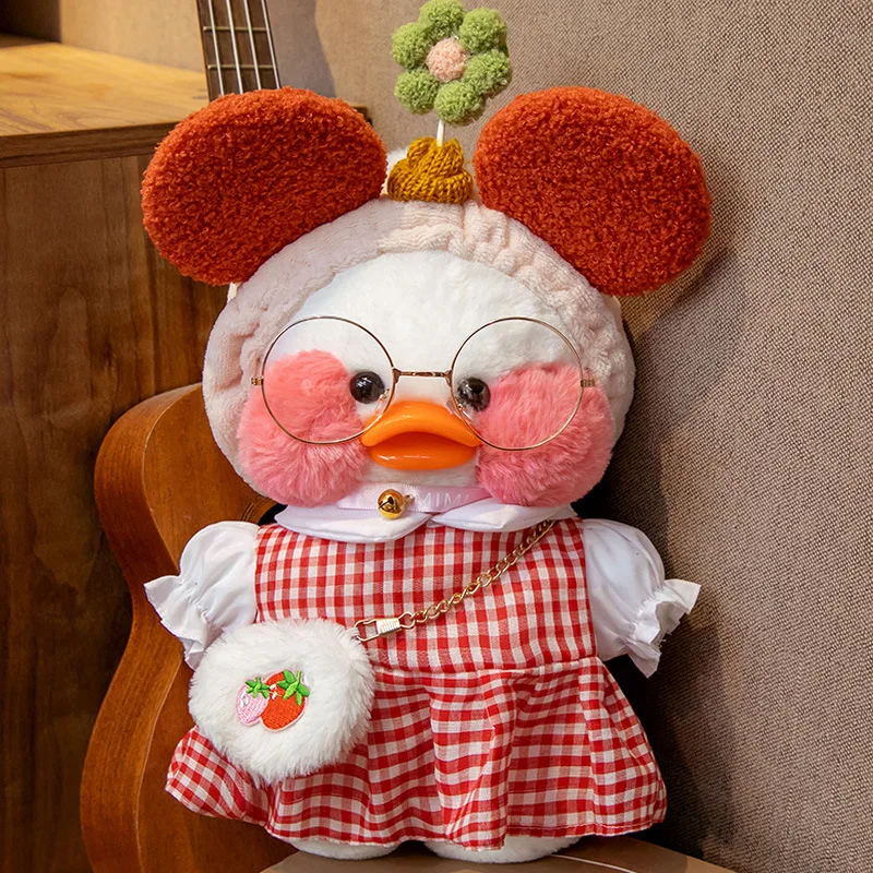 

Zqswkl 30CM Children Lalafanfan Duck Cafe Duck Cute Kawaii Plush Toys Doll Stuffed Toy Girl Dressing Birthday Gift
