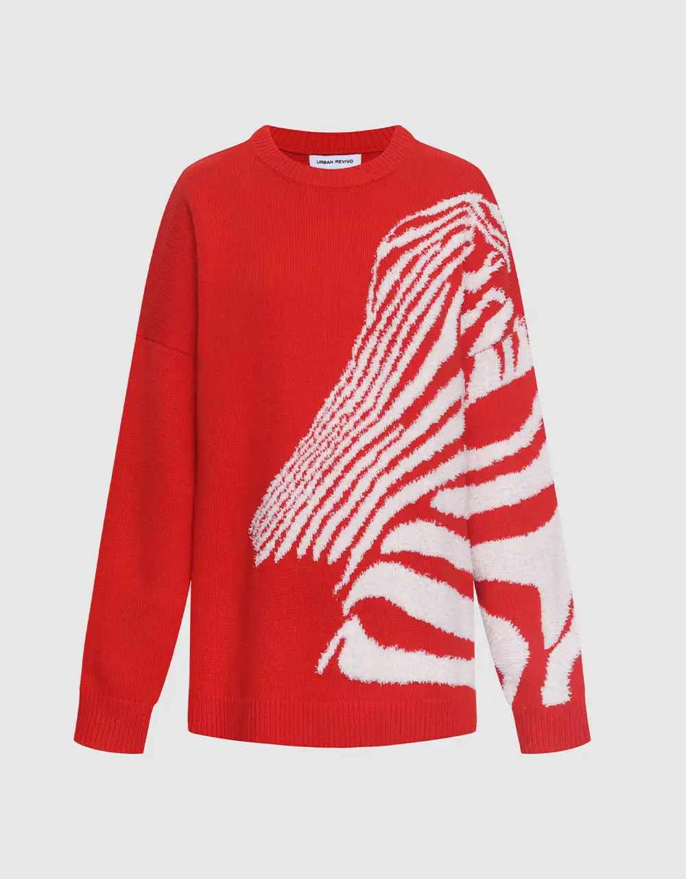 

Zebra Striped Crew Neck Sweater