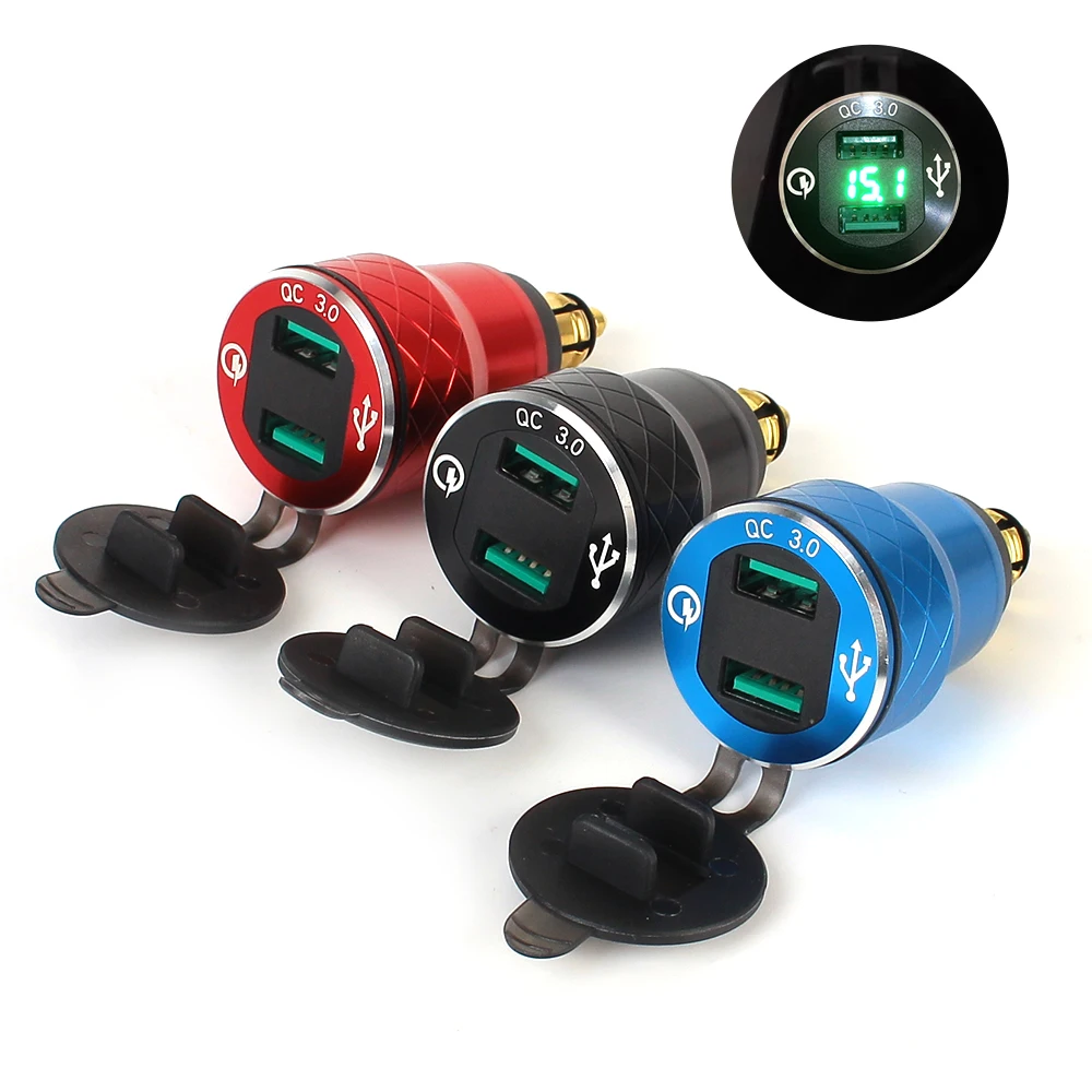 

Адаптер питания со светодиодным цифровым дисплеем, двойной USB-разъем для зарядного устройства, адаптер для прикуривателя, быстрая зарядка 3,0
