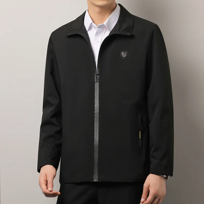 

Mens Business Jackets Spring Autumn Coats Casual Stand Collar Zipper Solid Thin Bomber Jacket Fashion Windbreaker Clothes