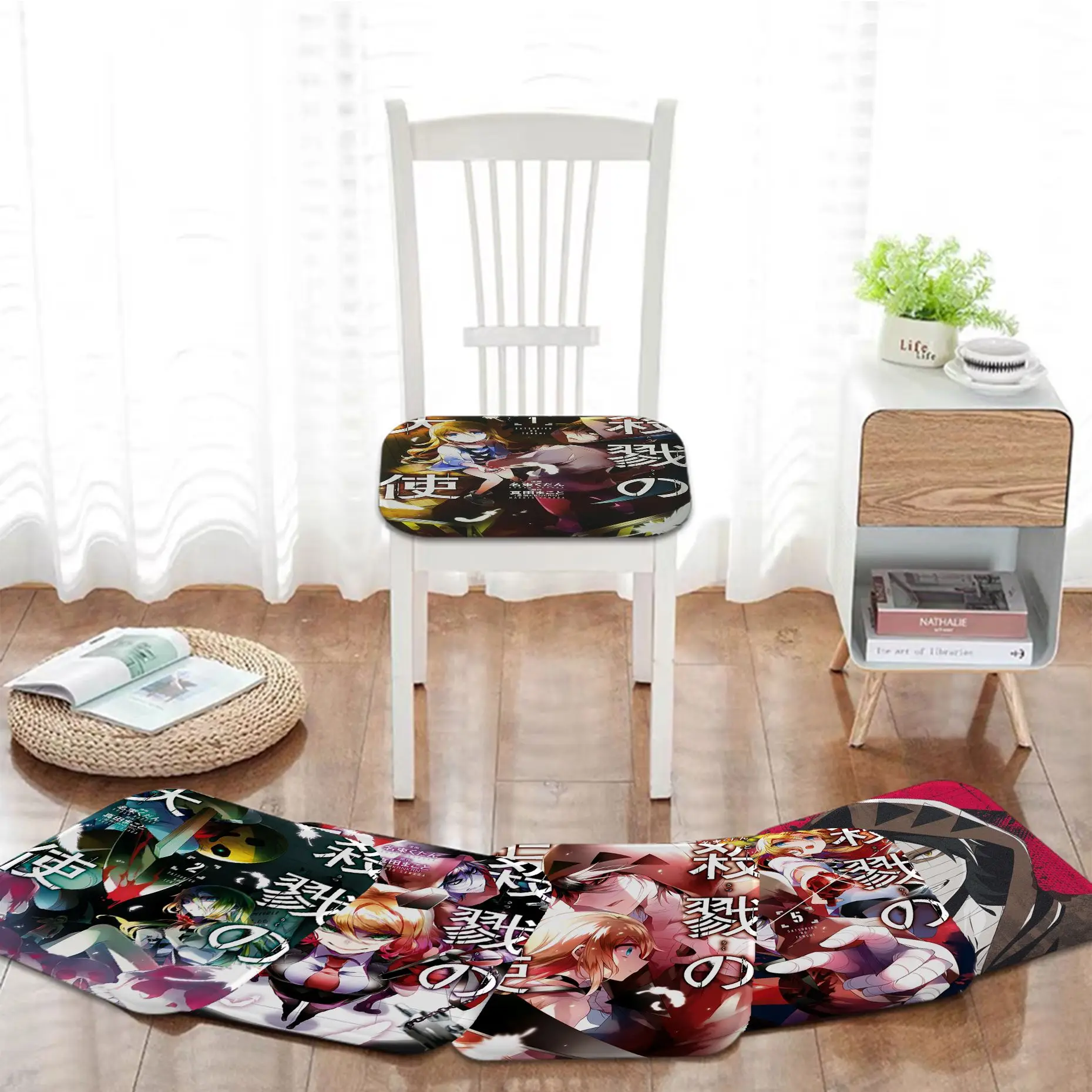 

Angels Of Death Art Dining Chair Cushion Circular Decoration Seat For Office Desk Seat Mat