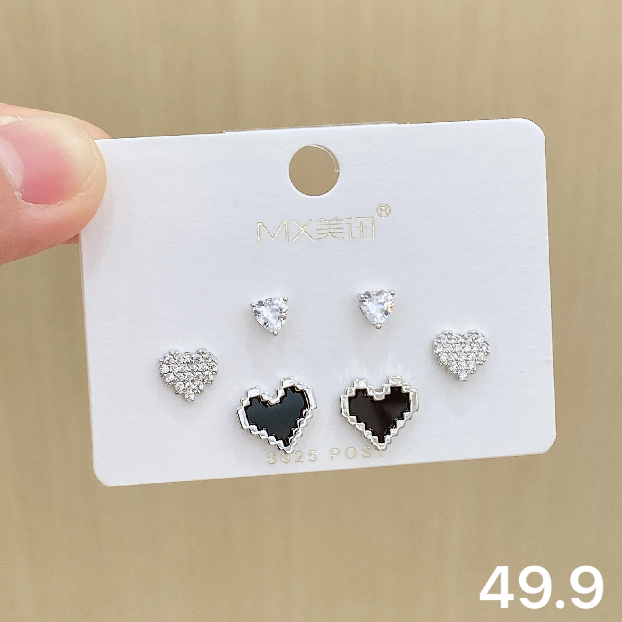 Meixun Earrings Jewelry S925 Silver Needle Temperament Fashion Exquisite Small Three Pairs of