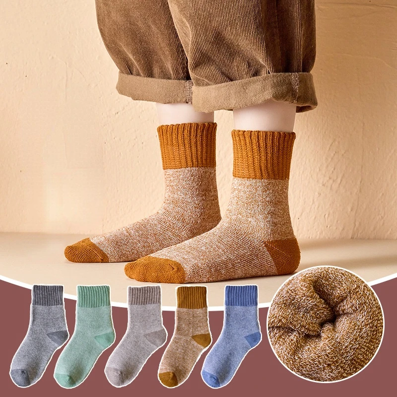 5 Pairs/Lot 1 To 8 Years Children's Winter Socks Thicken Plus Velvet Warm Socks for Kids Boys and Girls Baby Autumn Terry Socks