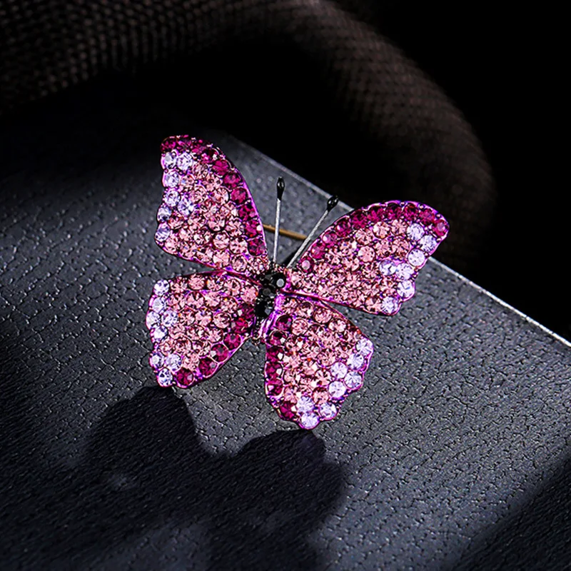 

Fashion Luxury Rhinestone Butterfly Brooches For Women Insect Pins Wedding Dress Party Brooch Gift Accessories Bag Buckle