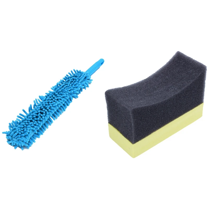 

Car Wash Brush Flexible 16 Inch Long Superfine Fiber Alloy Wheel Cleaner & Car Tyre Brush Sponge Tire Dressing