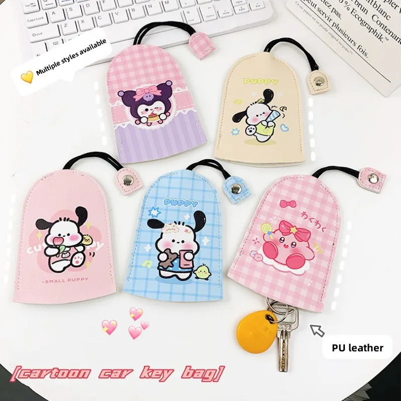 

Kawaii Sanriod Anime Hobby Pochacco Kuromi Key Bag Pull-Out Household Electric Vehicle Car Key Protective Cover Storage Bag