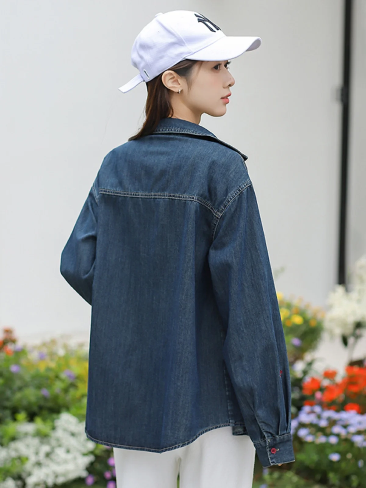 Джинсовые рубашки с длинными рукавами верхняя одежда весенне-осенняя для