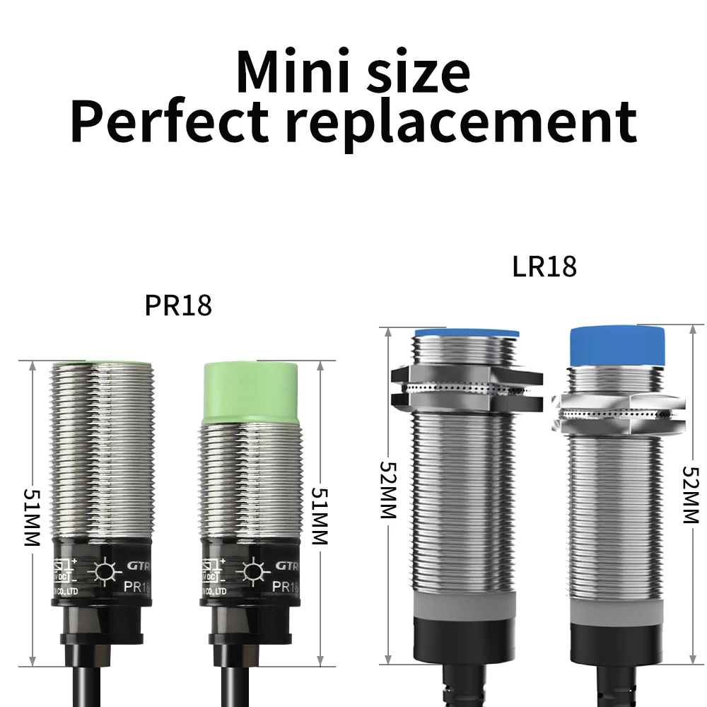 Фото GTRIC M18 Индуктивный датчик приближения PR18-8DN PR18-8DP 24 В постоянного тока NPN PNP 8 мм Датчик PR18 Металлический бесконтактный переключатель без смыва №2
