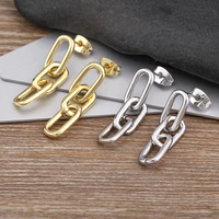 nidin new trend chain buckle metal classic 2 colors zircon earrings women korean retro temperament jewelry personalized gifts