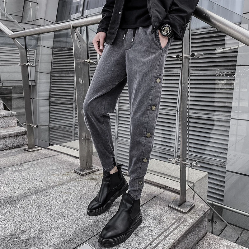 Casual Streetwear Men Jeans Pants Slim Fit Spring Autumn Skinny Jeans Men Metal Nail Decoration Holiday Travelling Men Clothing