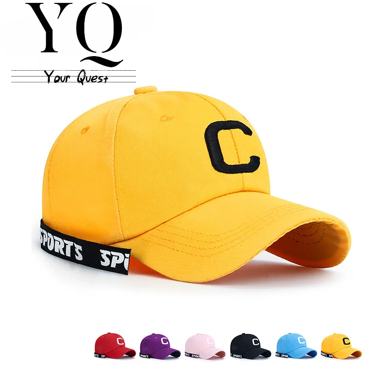 

YQ 2023 Spring and Summer New Style Young Students Trend Letter Long Ribbon Baseball Cap for Men and Women Lovers Sunshade Hat
