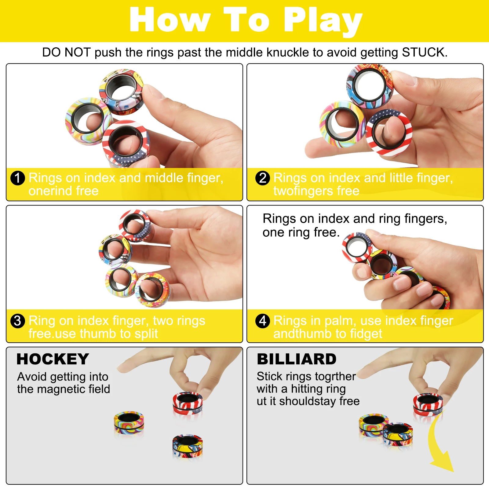 3 шт. магнитные кольца-Спиннер для СДВГ |