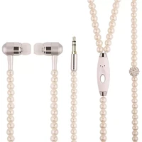 best pricejewelry earphone pearl necklace in ear headphone fashion shiny headset