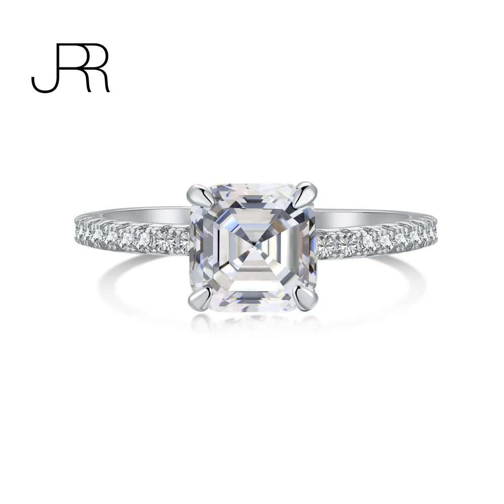 

JRR 7mm Real 925 Pagoda Cut Gemstone Ring For Women Girls Promise Birthday Gift Engagement Fine Sterling Silver Jewelry