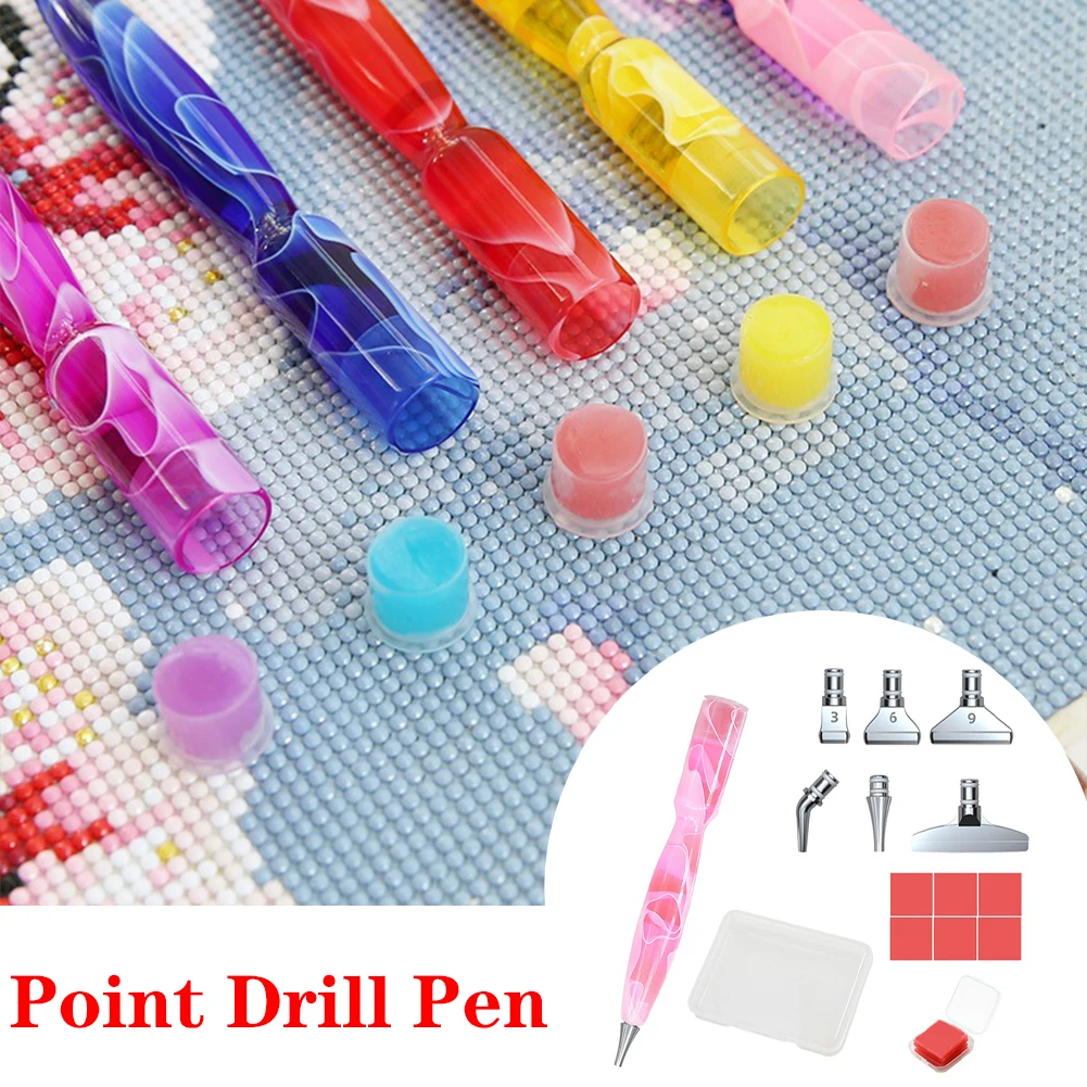

2 in 1 Resin Diamond Painting Pen Kits Multi-placer Eco-friendly Alloy Replacement Pen Heads Point Drill Pens Glue Clay DIY Tool