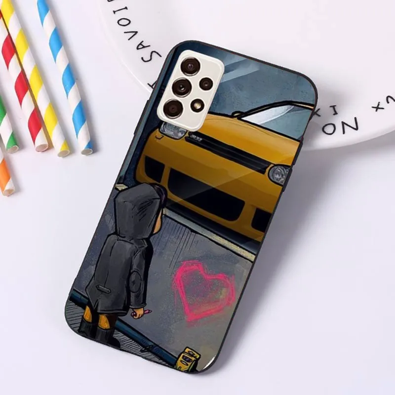 Boy See Sports Car Cool Jdm Drift Phone Case For Samsung A91 A81 A73 A72 A71 A30S A20 A12 A13 A52  Soft Black Phone Cover images - 6