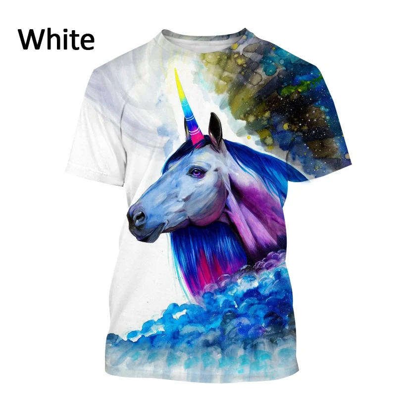 Футболка с 3D принтом новинка Радужный Единорог для мужчин и женщин коротким