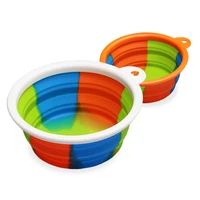 10pcs silicone portable foldable pet dog cat eat bowl outdoor dog folding camouflage bowl food water bowls feeders with hook