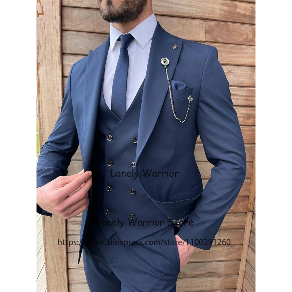 Мужские костюмы темно-синего цвета официальный деловой Блейзер приталенные