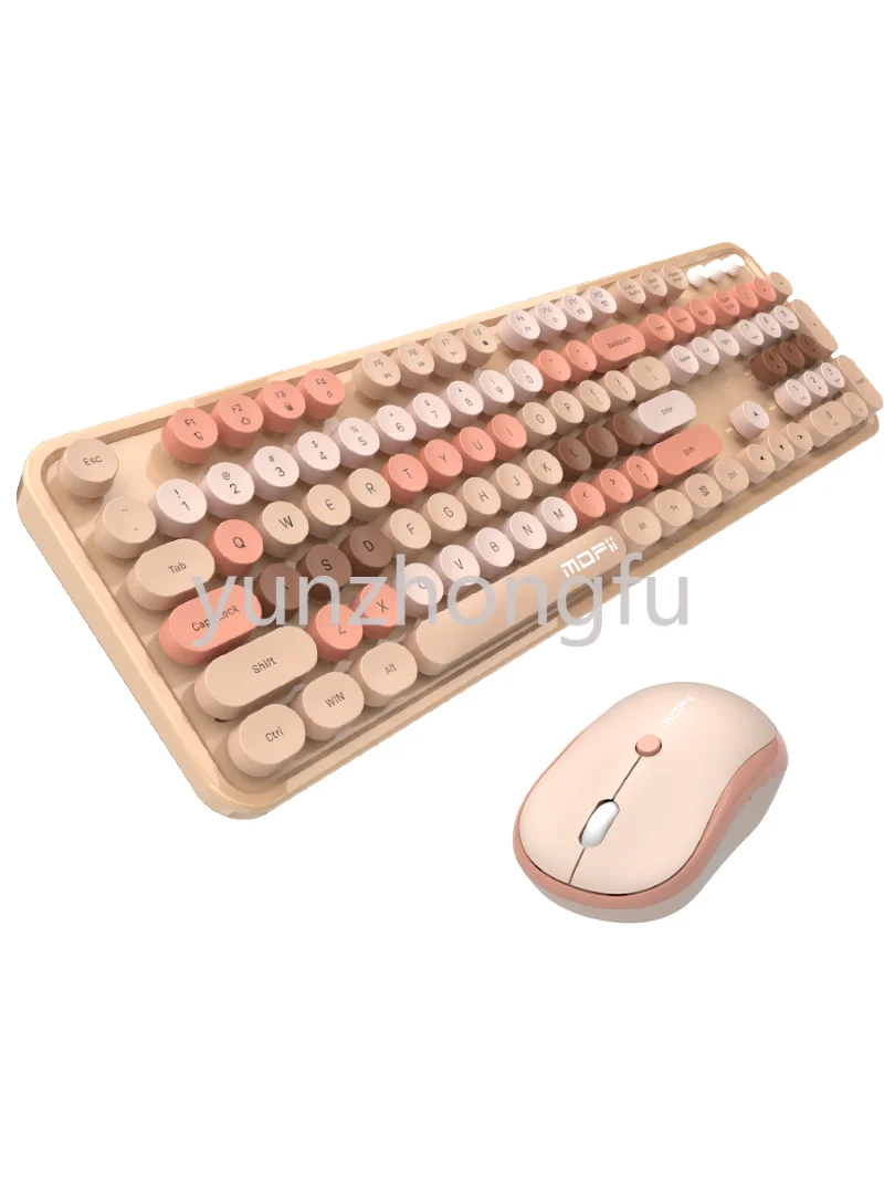 

Беспроводная механическая клавиатура и мышь с красной осью, милый настольный компьютер, ноутбук, офис