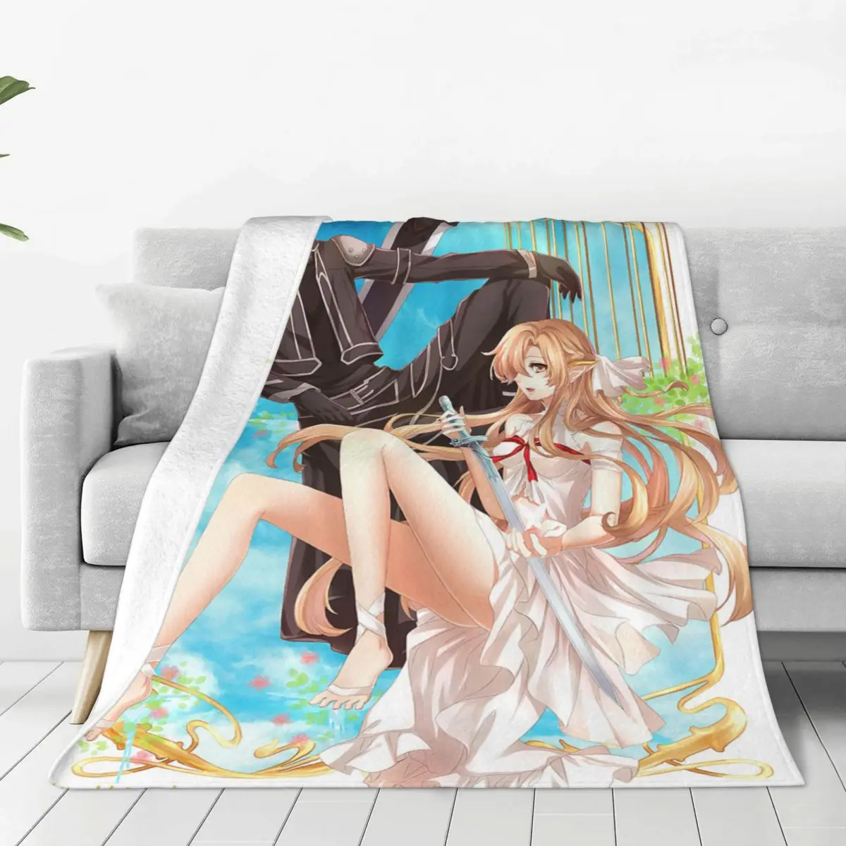 

Меч искусство онлайн аниме бархатные одеяла Asuna Yuuki Kazuto Kirigaya одеяла для кровати путешествия ультра мягкие постельные принадлежности