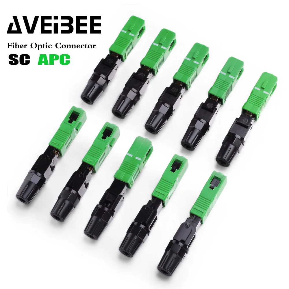 100/200/300/400PCS Embedded SC APC Fiber Optic Fast Connector FTTH Single Mode Optical Quick Connector SC Adapter Field Assembly