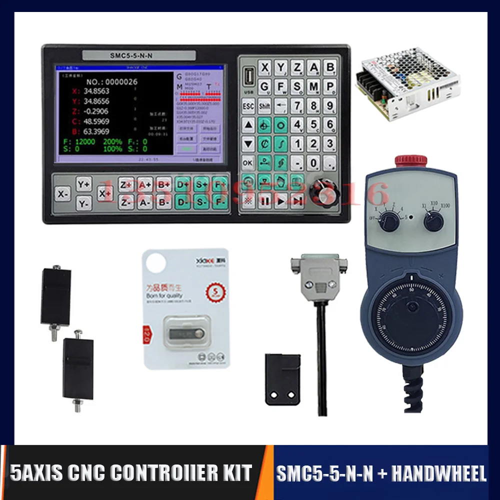

Cnc 5-axis Offline Controller Smc5-5-n-n Motion Control System 500khz G Code Support Rtcp+emergency Stop Handwheel Mpg75w24v