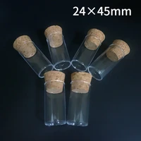 20pcs 30pcs 50pcs 100pcs 24x45mm flat bottom plastic test tube with cork stoppers for school laboratory experiment