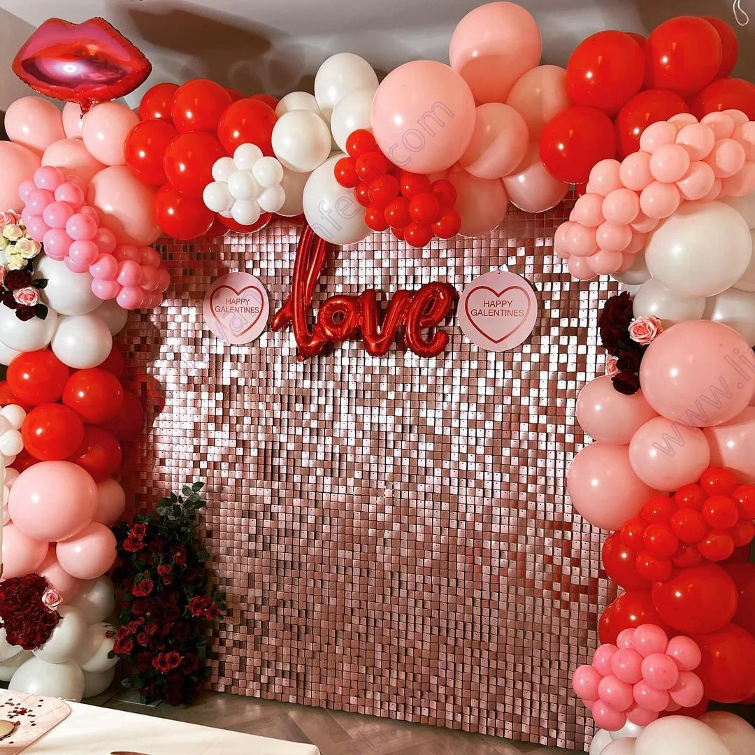 

Shimmer Wall Backdrop Wedding Baby Shower Sequin Birthday Party Decoration Glitter Curtain Rose Pink Panel Air Activated Decor
