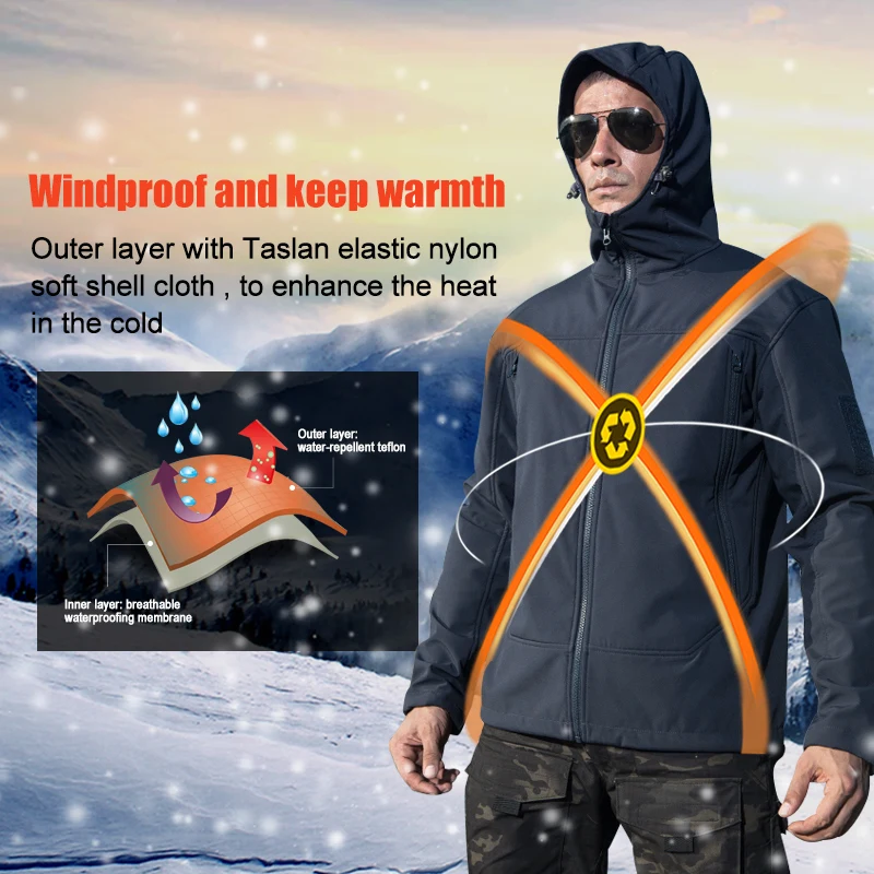 FREE SOLDIER Outdoor sports tactical men's jacket military fleece warmth softshell cloth for camping hiking