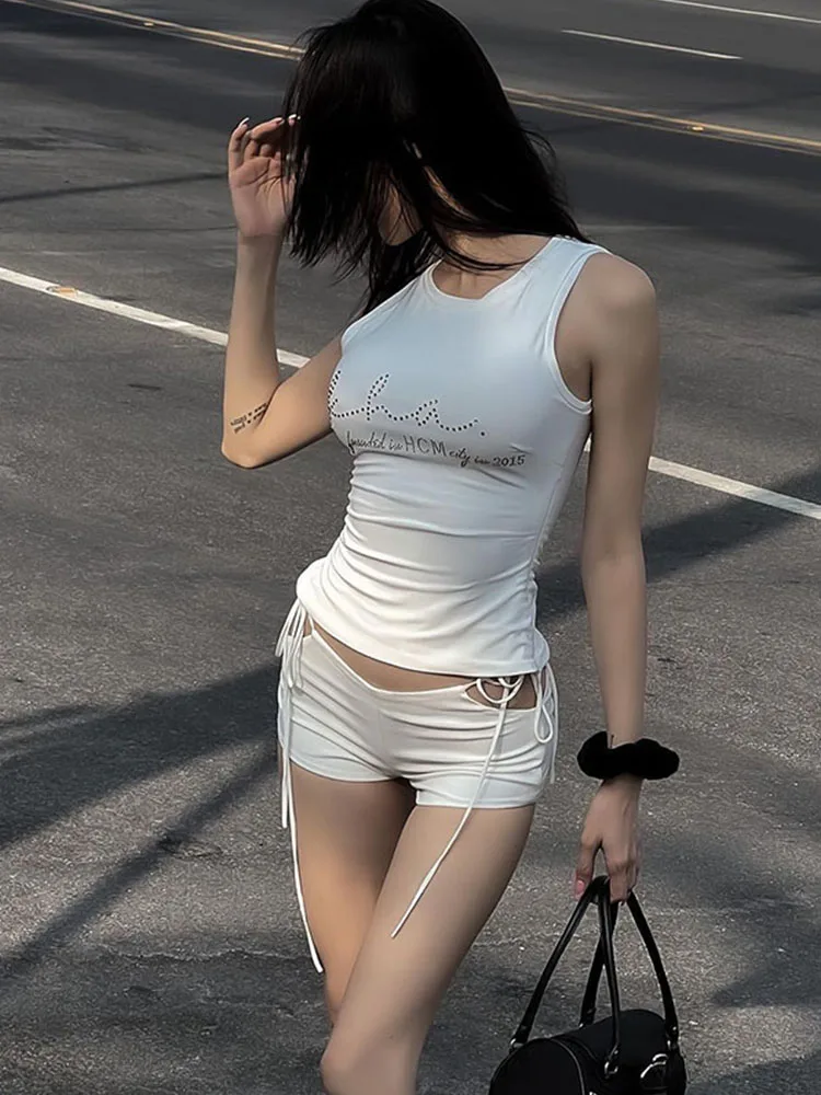 Сексуальные Горячие Мини-шорты для девушек с низкой посадкой на шнуровке модные