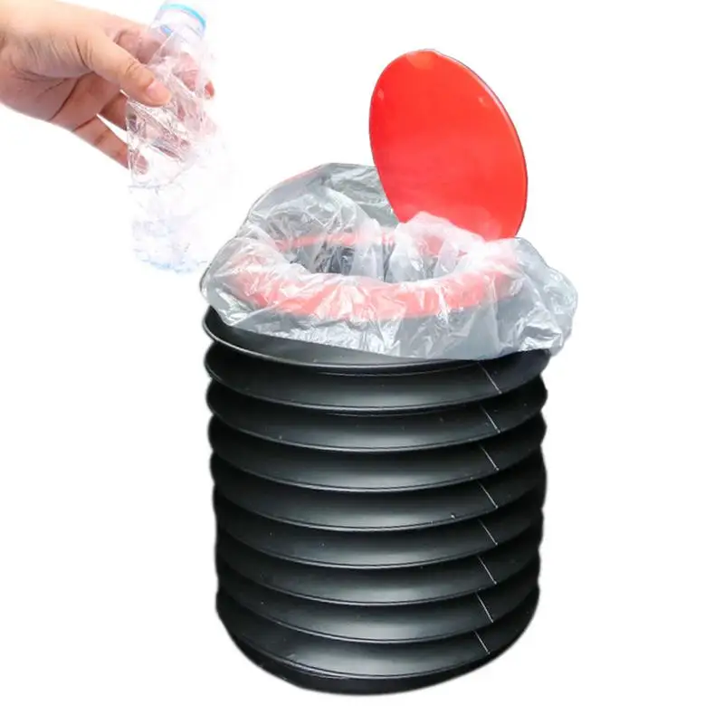 

Vehicle Trash Can 4L Retractable Folding Car Trash Bin With Lid Garbage Dust Case Water Storage Buckets For Camping Travel