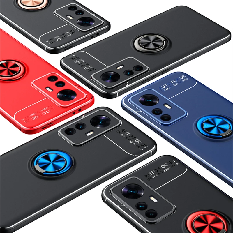 For Xiaomi Mi 12T Case Cover For Mi 12T Capas Phone Bumper Back Stander TPU Soft Ring Magnetic Holder Fundas Mi 12T Pro Cover