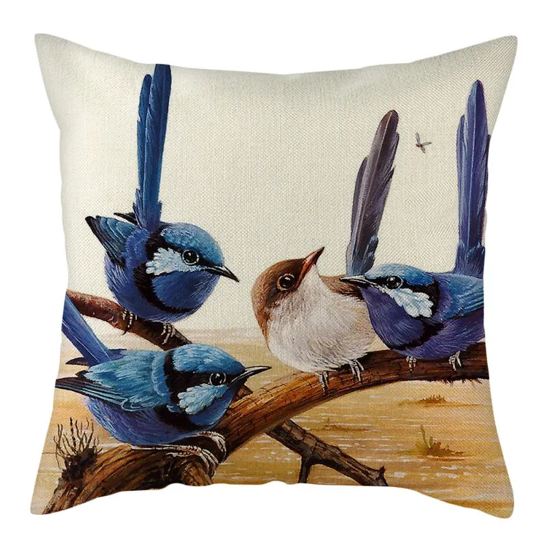 

Parrot Pattern Printing Cushion Cover 45X45 Velvet Bird Painting Home Decoration Pillow Case Linen Bedroom Sofa Square New J1889