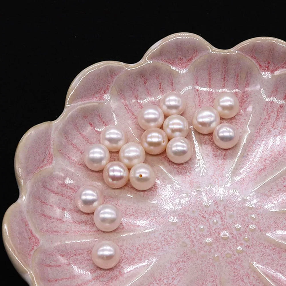 

Natural Freshwater Pearls Round Beads Loose Beads Half Hole Fashion Trend Jewelry Accessories for DIY Bracelet Necklace 3-11mm