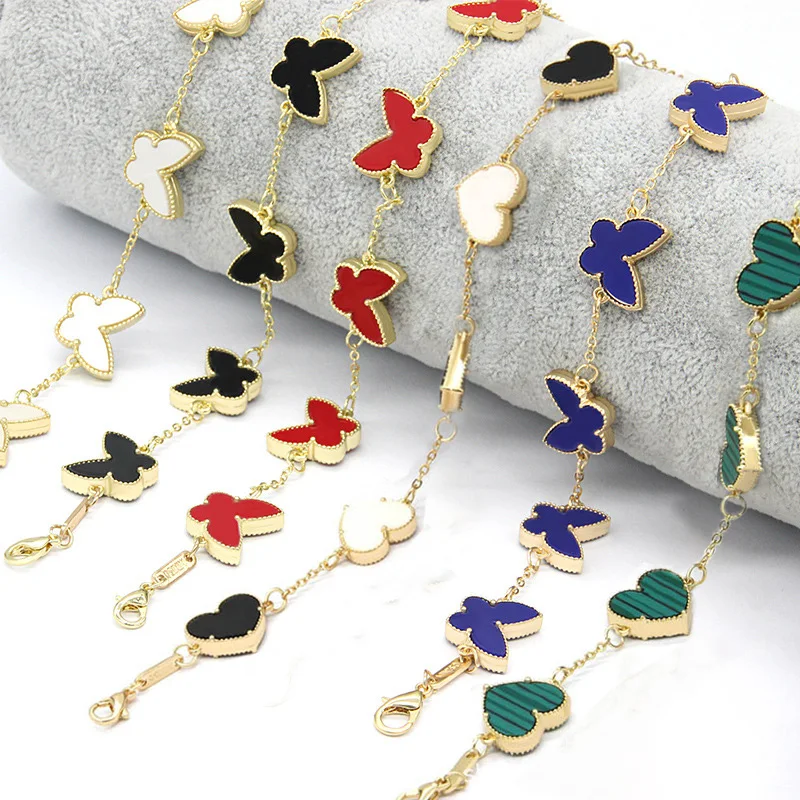 

Korea Exquisite Double Sided Butterfly Bracelet For Women Multicolor Heart Bangle Drop Shaped Jewelry Accessories Christmas Gift