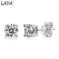 laya 925 sterling silver princess cut 0 5ct diamond test passed d color moissanite stud earrings for women wedding jewelry