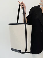 fashion hit colors canvasgenuine leather bucket bag women tote baghandbag simple lady shoulder bag commuter computer bag large