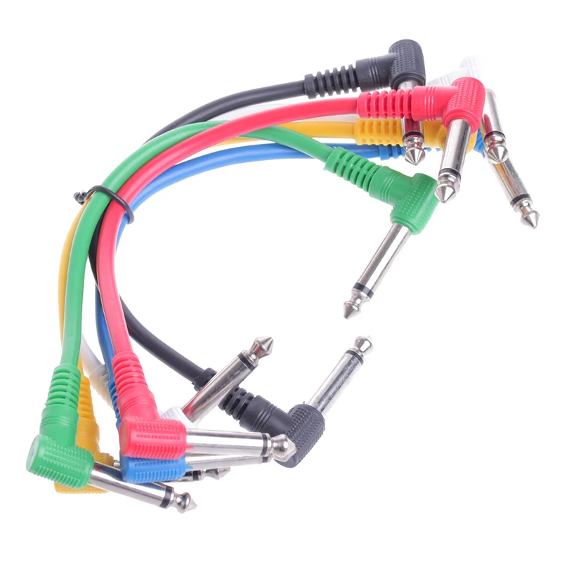 

6Pcs/Set Colorful Angled Plug Leads Patch Cables For Guitar Pedal Effect