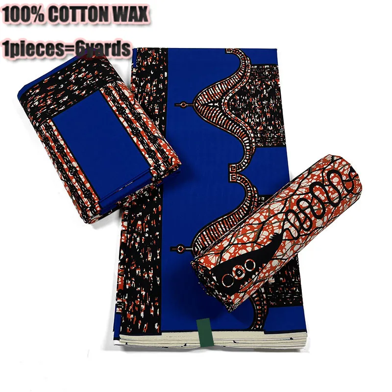 

New African Golden Wax Fabric Cotton Material High Quality Wrap Print Pagne Nigerian Ankara Soft Sewing 6yards Wedding Dress