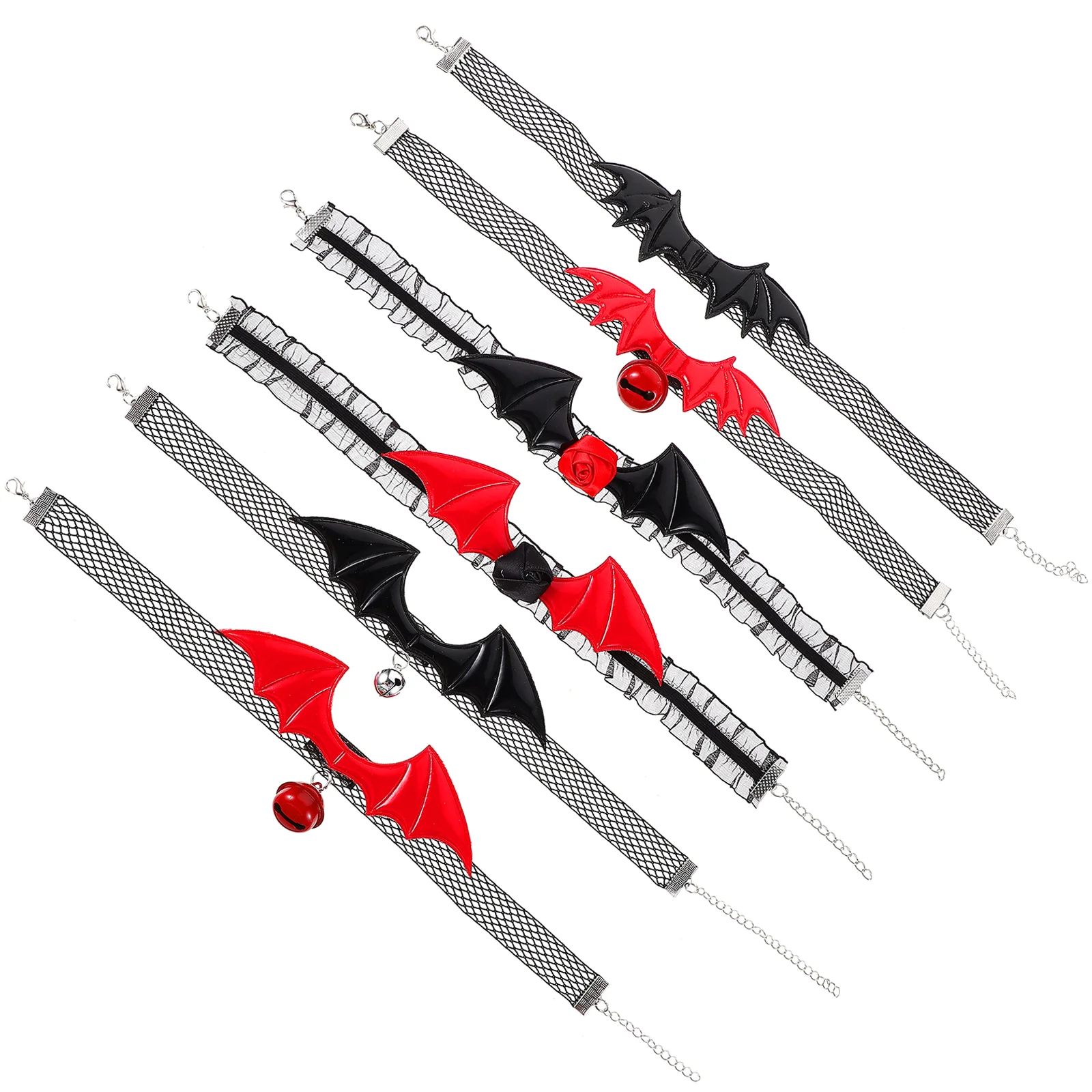 

6 Pcs Bat Lace Choker Trim Women Halloween Party Necklace Girls Decorative Decorate
